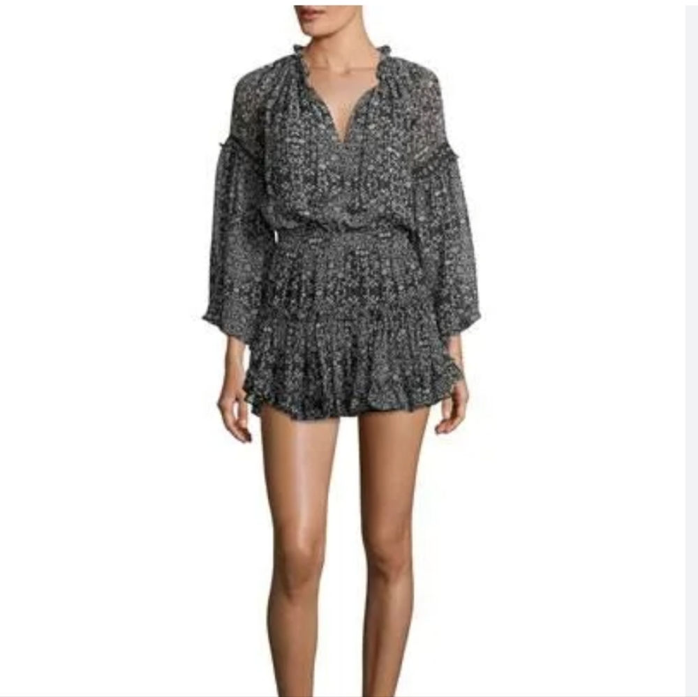 Misa Los Angeles Genette V-Neck Long-Sleeve Short Dress Size Small